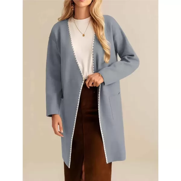 imageGRACE KARIN Womens 2024 Long Cardigan Sweater Lightweight Knit Blazer Jacket Long Sleeve Coatigan with PocketsLight Grey