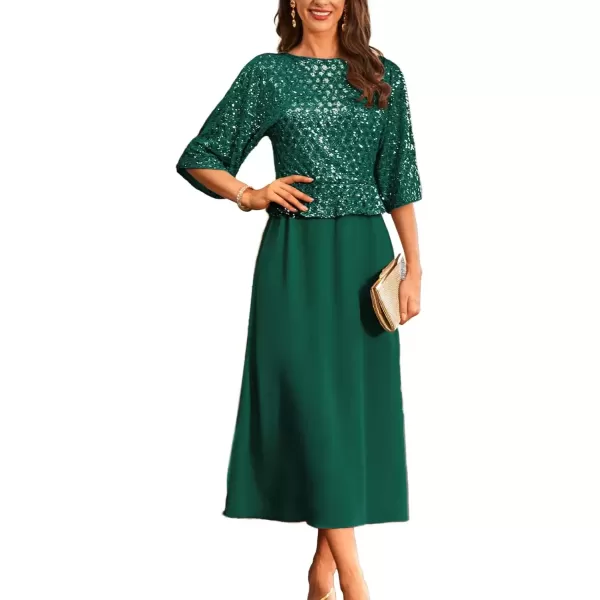 imageGRACE KARIN Sequin Dress for Women 2024 Mother of The Bride Dresses Wedding Guest Formal Chiffon Evening GownGreen