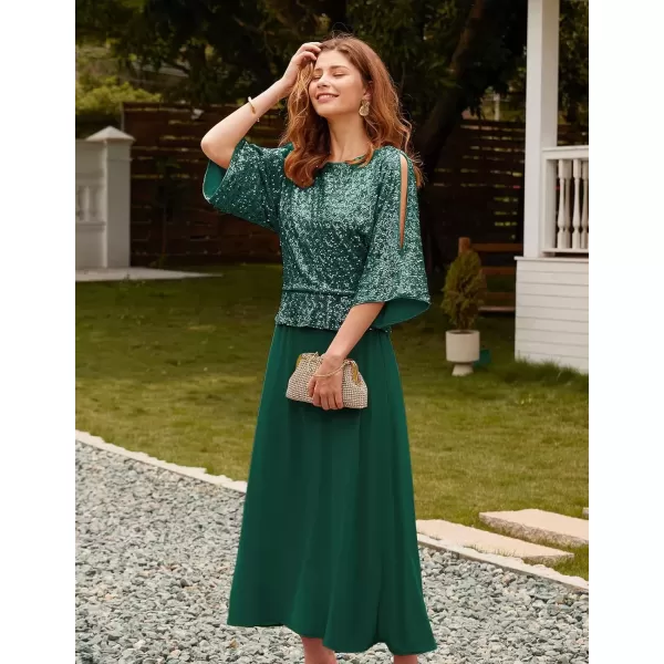 imageGRACE KARIN Sequin Dress for Women 2024 Mother of The Bride Dresses Wedding Guest Formal Chiffon Evening GownGreen