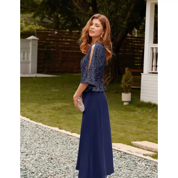 imageGRACE KARIN Sequin Dress for Women 2024 Mother of The Bride Dresses Wedding Guest Formal Chiffon Evening GownNavy Blue