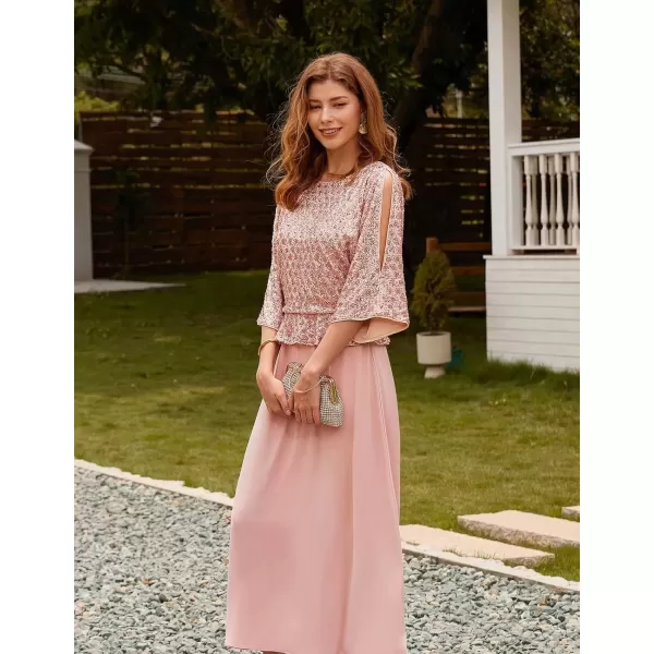 imageGRACE KARIN Sequin Dress for Women 2024 Mother of The Bride Dresses Wedding Guest Formal Chiffon Evening GownRose Pink