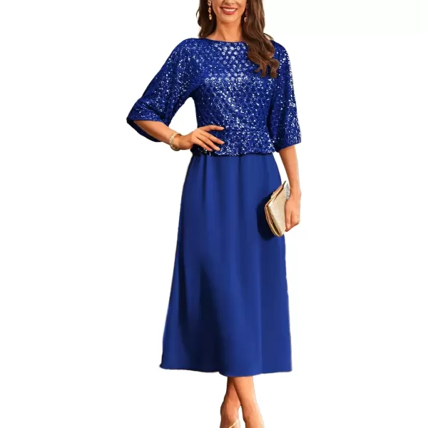 imageGRACE KARIN Sequin Dress for Women 2024 Mother of The Bride Dresses Wedding Guest Formal Chiffon Evening GownRoyal Blue