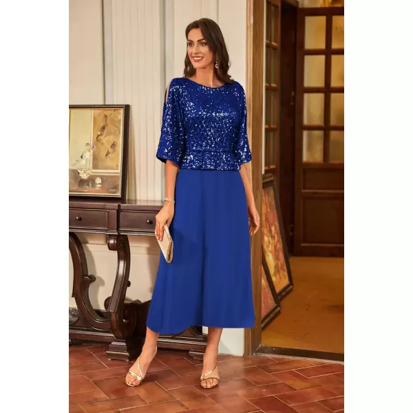 imageGRACE KARIN Sequin Dress for Women 2024 Mother of The Bride Dresses Wedding Guest Formal Chiffon Evening GownRoyal Blue