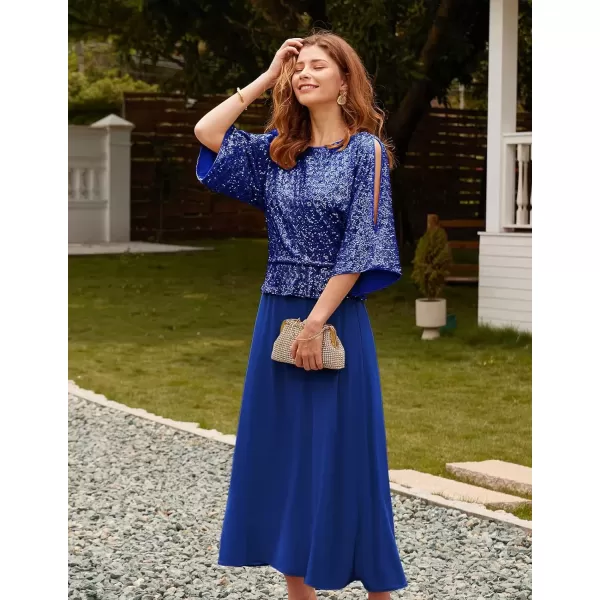 imageGRACE KARIN Sequin Dress for Women 2024 Mother of The Bride Dresses Wedding Guest Formal Chiffon Evening GownRoyal Blue