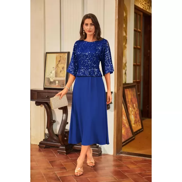 imageGRACE KARIN Sequin Dress for Women 2024 Mother of The Bride Dresses Wedding Guest Formal Chiffon Evening GownRoyal Blue