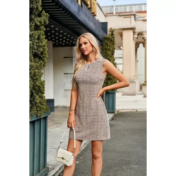 imageGRACE KARIN Womens Tweed Dress Elegant Sleeveless Tank Dress Keyhole 2024 Fall Business Casual Work Mini DressesPink