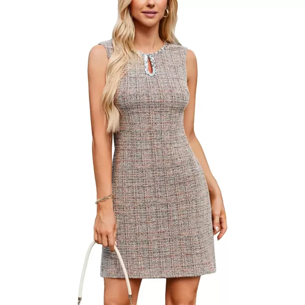 imageGRACE KARIN Womens Tweed Dress Elegant Sleeveless Tank Dress Keyhole 2024 Fall Business Casual Work Mini DressesPink