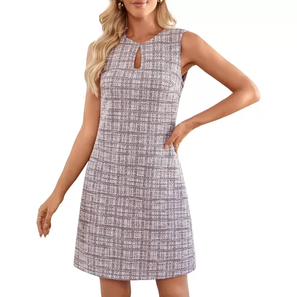 imageGRACE KARIN Womens Tweed Dress Elegant Sleeveless Tank Dress Keyhole 2024 Fall Business Casual Work Mini DressesPurple