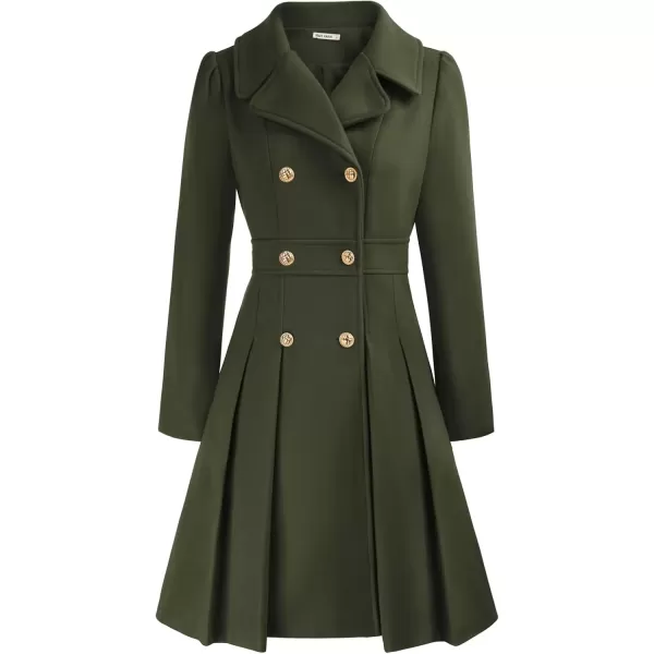 imageGRACE KARIN 2024 Womens Fashion Trench Coat Notch Lapel Double Breasted Thick A Line Pea Coats Jacket with PocketsS2XLArmy Green