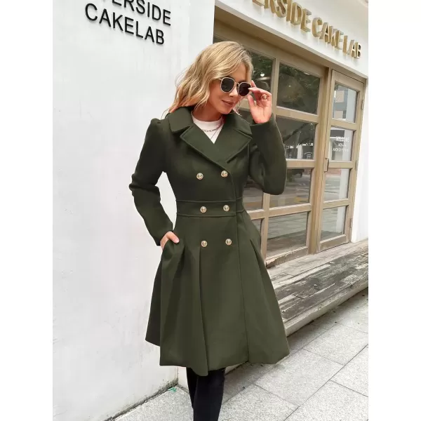 imageGRACE KARIN 2024 Womens Fashion Trench Coat Notch Lapel Double Breasted Thick A Line Pea Coats Jacket with PocketsS2XLArmy Green