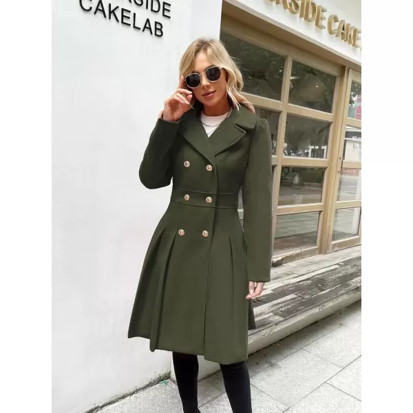 imageGRACE KARIN 2024 Womens Fashion Trench Coat Notch Lapel Double Breasted Thick A Line Pea Coats Jacket with PocketsS2XLArmy Green