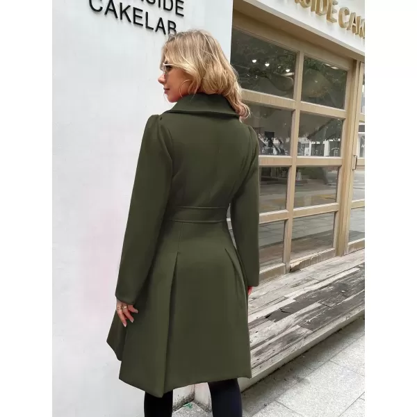 imageGRACE KARIN 2024 Womens Fashion Trench Coat Notch Lapel Double Breasted Thick A Line Pea Coats Jacket with PocketsS2XLArmy Green