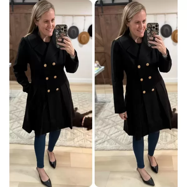 imageGRACE KARIN 2024 Womens Fashion Trench Coat Notch Lapel Double Breasted Thick A Line Pea Coats Jacket with PocketsS2XLBlack