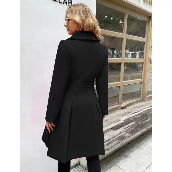 imageGRACE KARIN 2024 Womens Fashion Trench Coat Notch Lapel Double Breasted Thick A Line Pea Coats Jacket with PocketsS2XLBlack