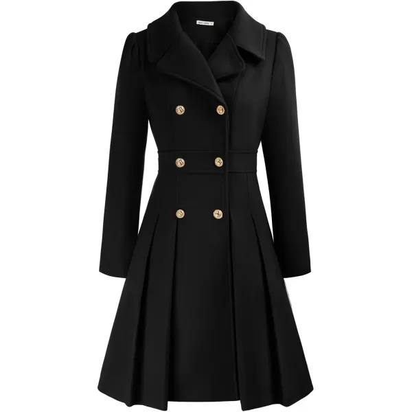 imageGRACE KARIN 2024 Womens Fashion Trench Coat Notch Lapel Double Breasted Thick A Line Pea Coats Jacket with PocketsS2XLBlack