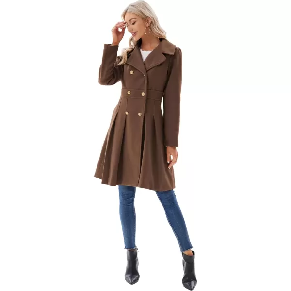 imageGRACE KARIN 2024 Womens Fashion Trench Coat Notch Lapel Double Breasted Thick A Line Pea Coats Jacket with PocketsS2XLBrown