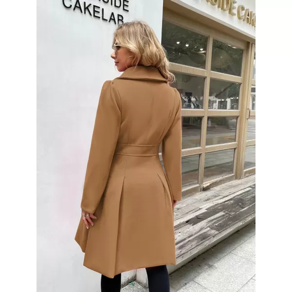 imageGRACE KARIN 2024 Womens Fashion Trench Coat Notch Lapel Double Breasted Thick A Line Pea Coats Jacket with PocketsS2XLCamel