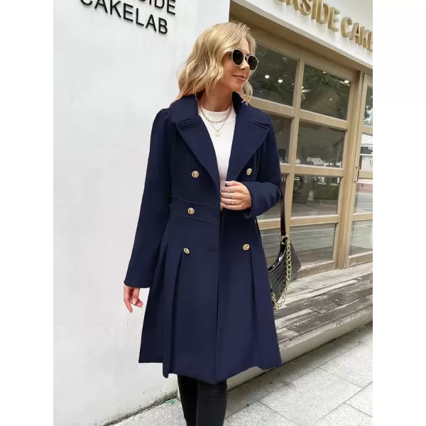 imageGRACE KARIN 2024 Womens Fashion Trench Coat Notch Lapel Double Breasted Thick A Line Pea Coats Jacket with PocketsS2XLDark Blue