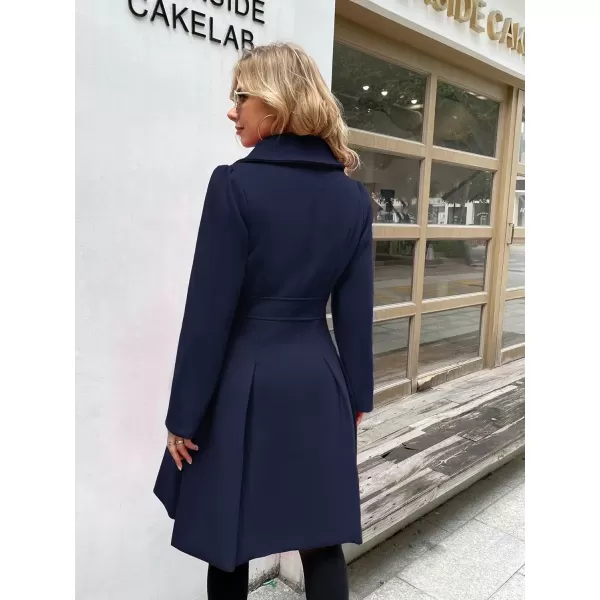 imageGRACE KARIN 2024 Womens Fashion Trench Coat Notch Lapel Double Breasted Thick A Line Pea Coats Jacket with PocketsS2XLDark Blue