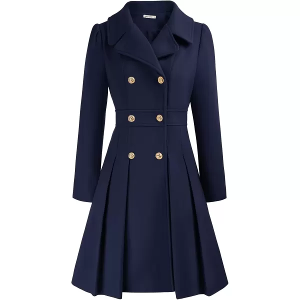 imageGRACE KARIN 2024 Womens Fashion Trench Coat Notch Lapel Double Breasted Thick A Line Pea Coats Jacket with PocketsS2XLDark Blue