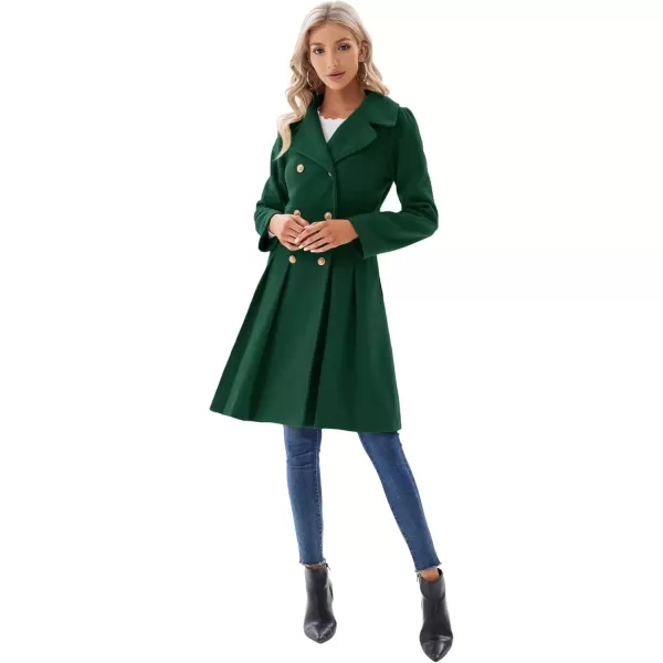 imageGRACE KARIN 2024 Womens Fashion Trench Coat Notch Lapel Double Breasted Thick A Line Pea Coats Jacket with PocketsS2XLDark Green