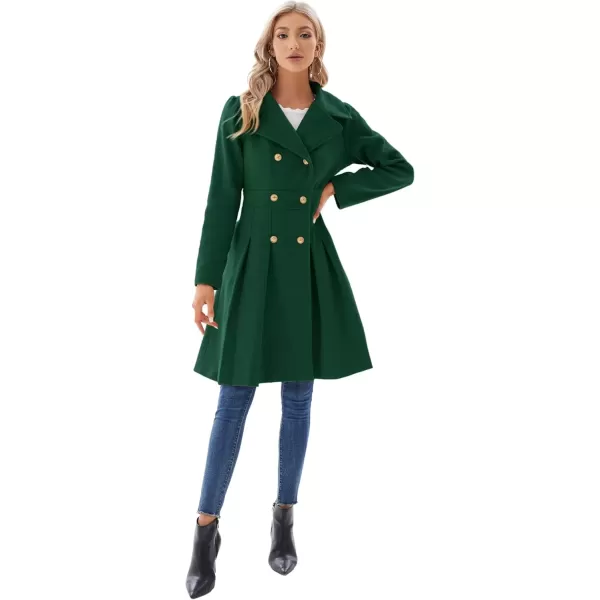 imageGRACE KARIN 2024 Womens Fashion Trench Coat Notch Lapel Double Breasted Thick A Line Pea Coats Jacket with PocketsS2XLDark Green