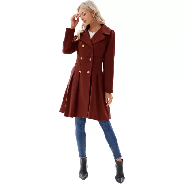 imageGRACE KARIN 2024 Womens Fashion Trench Coat Notch Lapel Double Breasted Thick A Line Pea Coats Jacket with PocketsS2XLDark Red