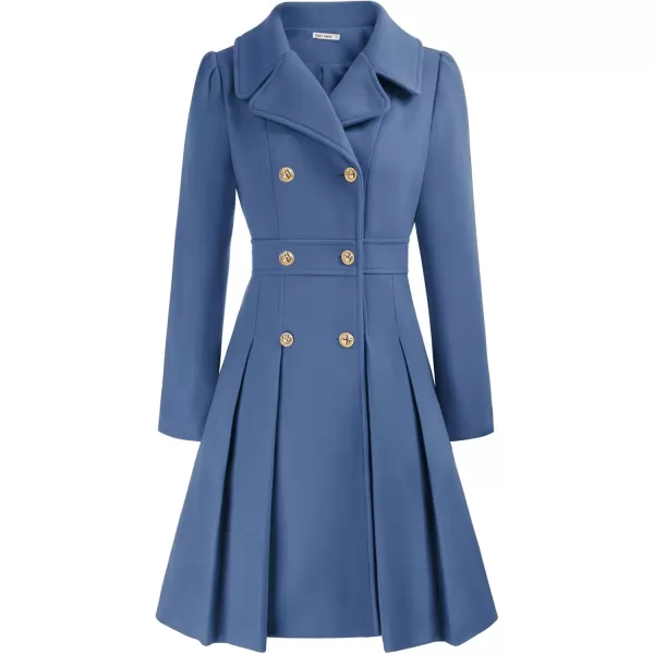 imageGRACE KARIN 2024 Womens Fashion Trench Coat Notch Lapel Double Breasted Thick A Line Pea Coats Jacket with PocketsS2XLGrey Blue