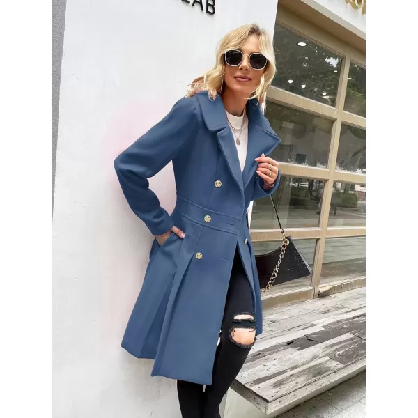 imageGRACE KARIN 2024 Womens Fashion Trench Coat Notch Lapel Double Breasted Thick A Line Pea Coats Jacket with PocketsS2XLGrey Blue