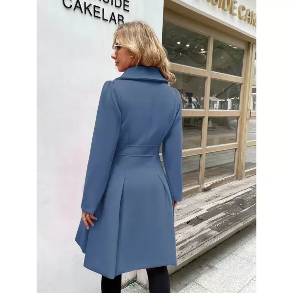 imageGRACE KARIN 2024 Womens Fashion Trench Coat Notch Lapel Double Breasted Thick A Line Pea Coats Jacket with PocketsS2XLGrey Blue