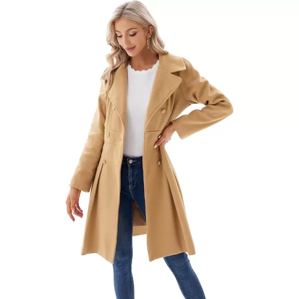 imageGRACE KARIN 2024 Womens Fashion Trench Coat Notch Lapel Double Breasted Thick A Line Pea Coats Jacket with PocketsS2XLKhaki