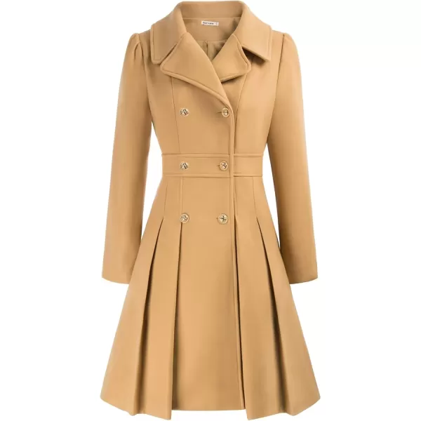 imageGRACE KARIN 2024 Womens Fashion Trench Coat Notch Lapel Double Breasted Thick A Line Pea Coats Jacket with PocketsS2XLKhaki