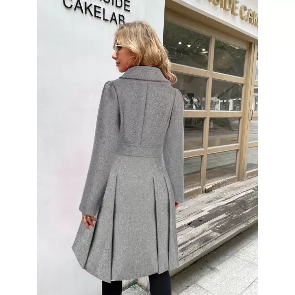 imageGRACE KARIN 2024 Womens Fashion Trench Coat Notch Lapel Double Breasted Thick A Line Pea Coats Jacket with PocketsS2XLLight Grey