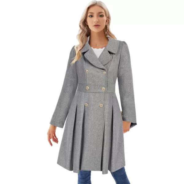 imageGRACE KARIN 2024 Womens Fashion Trench Coat Notch Lapel Double Breasted Thick A Line Pea Coats Jacket with PocketsS2XLLight Grey