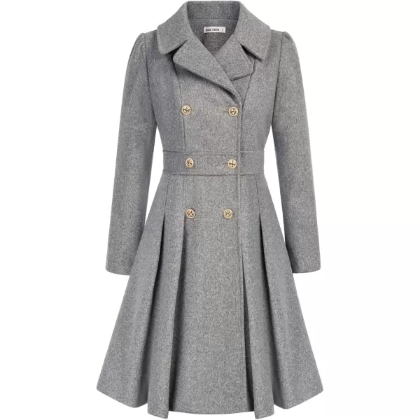 imageGRACE KARIN 2024 Womens Fashion Trench Coat Notch Lapel Double Breasted Thick A Line Pea Coats Jacket with PocketsS2XLLight Grey