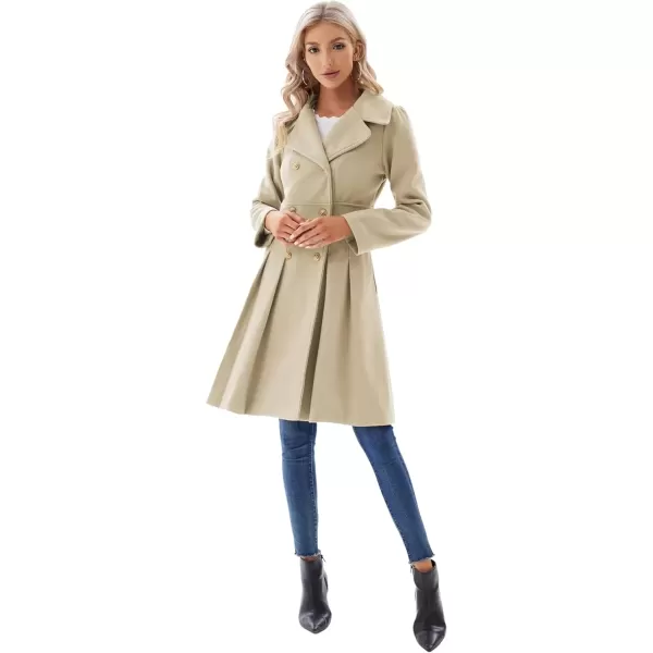 imageGRACE KARIN 2024 Womens Fashion Trench Coat Notch Lapel Double Breasted Thick A Line Pea Coats Jacket with PocketsS2XLLight Khaki