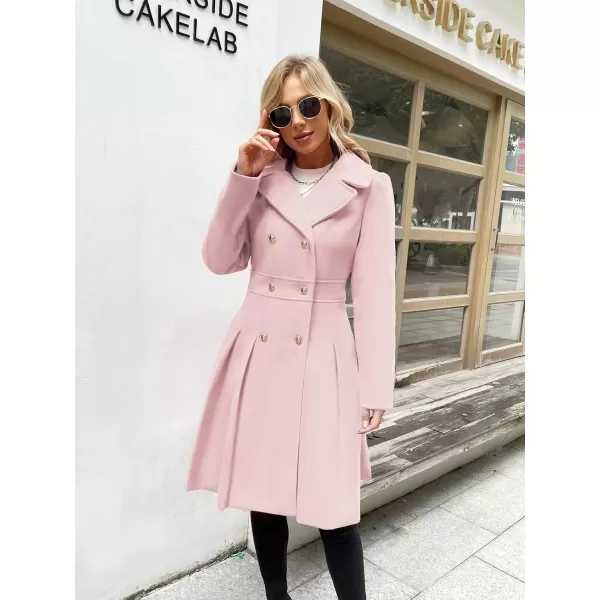 imageGRACE KARIN 2024 Womens Fashion Trench Coat Notch Lapel Double Breasted Thick A Line Pea Coats Jacket with PocketsS2XLLight Pink