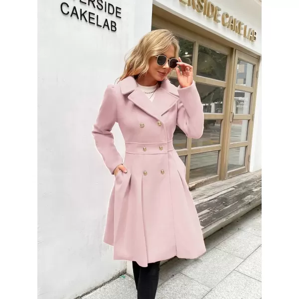 imageGRACE KARIN 2024 Womens Fashion Trench Coat Notch Lapel Double Breasted Thick A Line Pea Coats Jacket with PocketsS2XLLight Pink