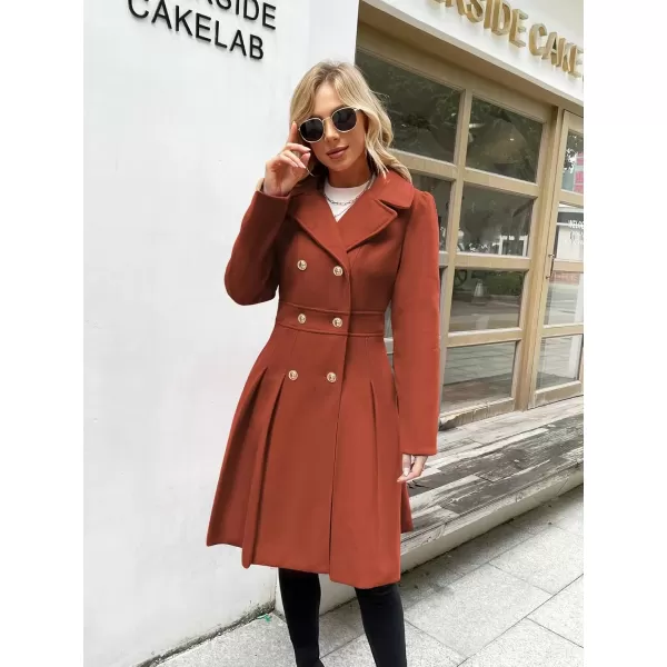 imageGRACE KARIN 2024 Womens Fashion Trench Coat Notch Lapel Double Breasted Thick A Line Pea Coats Jacket with PocketsS2XLOrange