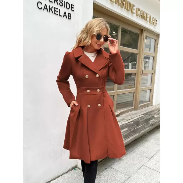 imageGRACE KARIN 2024 Womens Fashion Trench Coat Notch Lapel Double Breasted Thick A Line Pea Coats Jacket with PocketsS2XLOrange