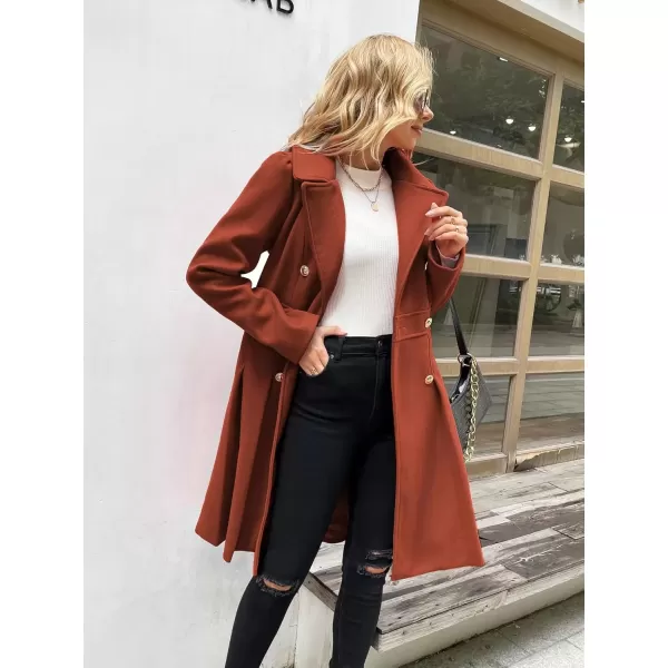 imageGRACE KARIN 2024 Womens Fashion Trench Coat Notch Lapel Double Breasted Thick A Line Pea Coats Jacket with PocketsS2XLOrange