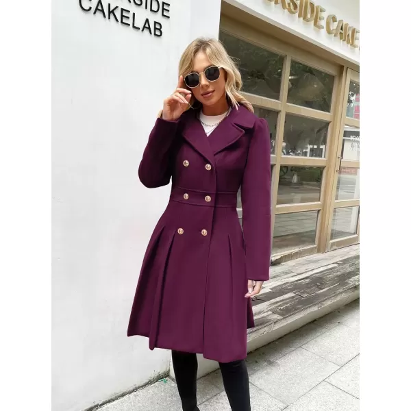 imageGRACE KARIN 2024 Womens Fashion Trench Coat Notch Lapel Double Breasted Thick A Line Pea Coats Jacket with PocketsS2XLPurple