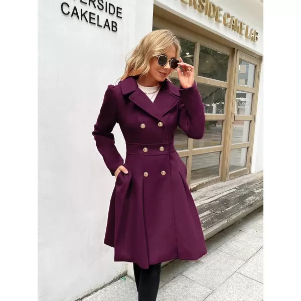 imageGRACE KARIN 2024 Womens Fashion Trench Coat Notch Lapel Double Breasted Thick A Line Pea Coats Jacket with PocketsS2XLPurple