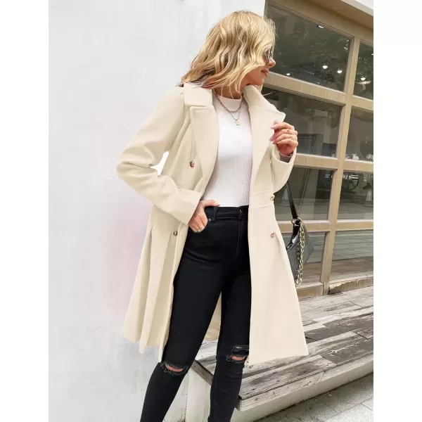 imageGRACE KARIN 2024 Womens Fashion Trench Coat Notch Lapel Double Breasted Thick A Line Pea Coats Jacket with PocketsS2XLWhite