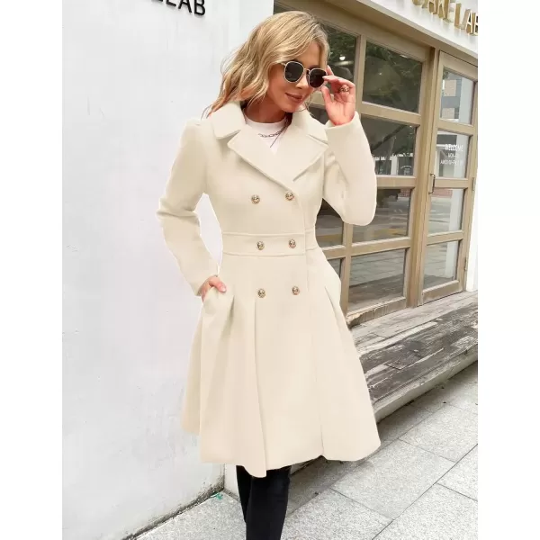 imageGRACE KARIN 2024 Womens Fashion Trench Coat Notch Lapel Double Breasted Thick A Line Pea Coats Jacket with PocketsS2XLWhite