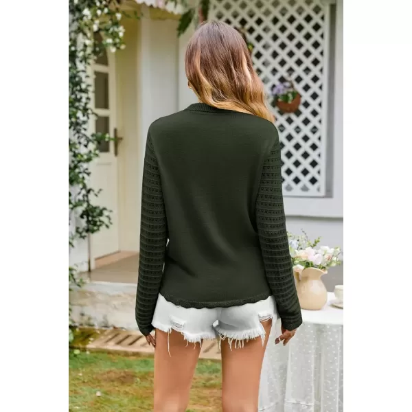 imageGRACE KARIN Cardigan Sweaters for Women Long Sleeve 2024 Fall Button Down Lightweight Cardigans for WomenArmy Green