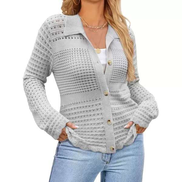 imageGRACE KARIN Cardigan Sweaters for Women Long Sleeve 2024 Fall Button Down Lightweight Cardigans for WomenGrey