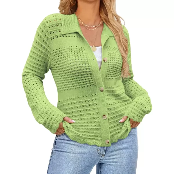 imageGRACE KARIN Cardigan Sweaters for Women Long Sleeve 2024 Fall Button Down Lightweight Cardigans for WomenLight Green