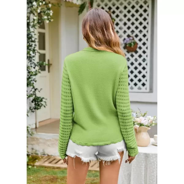 imageGRACE KARIN Cardigan Sweaters for Women Long Sleeve 2024 Fall Button Down Lightweight Cardigans for WomenLight Green