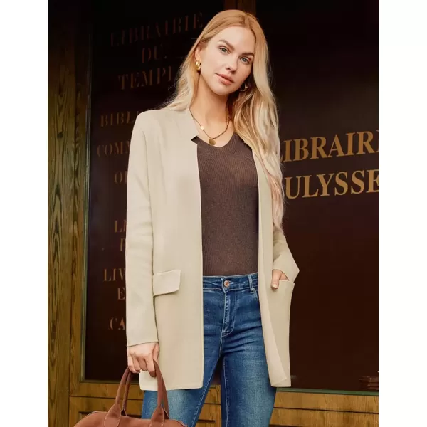 imageGRACE KARIN Womens 2024 Fall Long Sleeve Knit Cardigan Coat Open Front Notch Collar Sweater Blazer Coatigan JacketsBeige